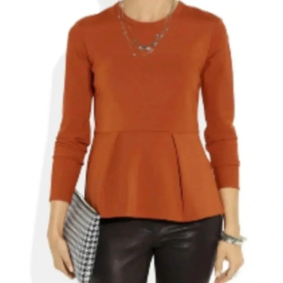 Phillip Lin 3.1 Orange Bodycon Peplum Top - Picture 1 of 8